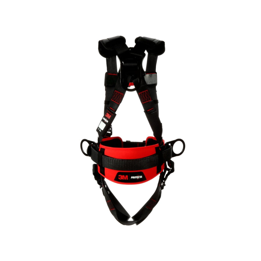 3M Protecta construction style positioning harness in black and red, medium/large